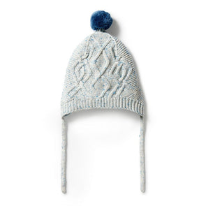 Wilson & Frenchy Knitted Cable Bonnet Bluestone Fleck