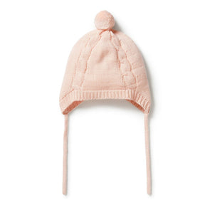 Wilson & Frenchy Knitted Mini Cable Bonnet Blush