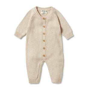 Wilson & Frenchy Knitted Button Growsuit Oatmeal Melange