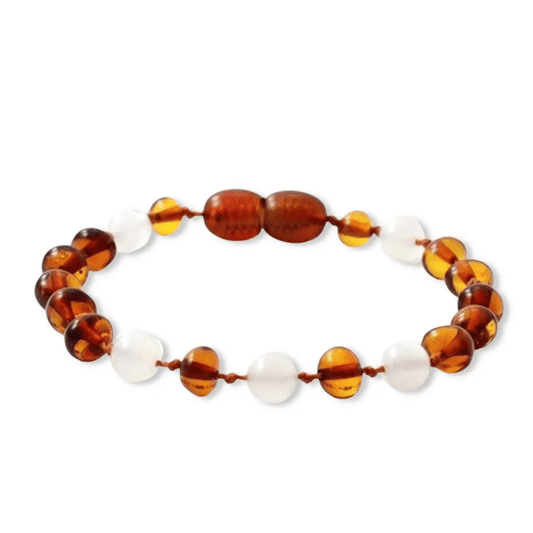 Amber Bracelet Cognac & Moonstone | Baby 14cm - Aster & Ruby
