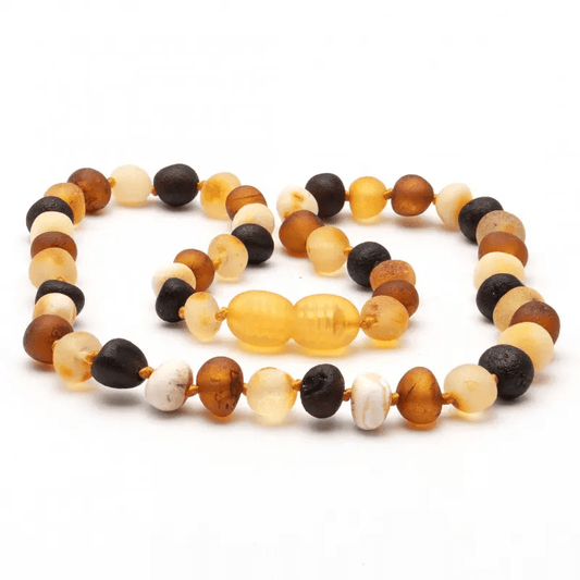 Amber Necklace Multi Dark Raw | Baby 32cm - Aster & Ruby