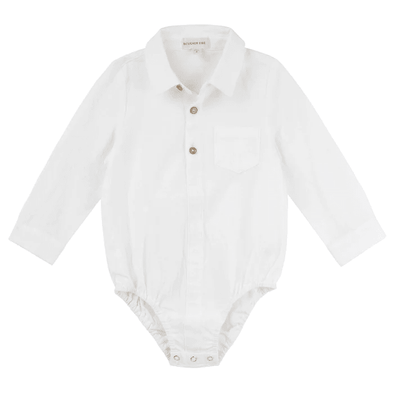 Archie Long Sleeve Button Romper Ivory