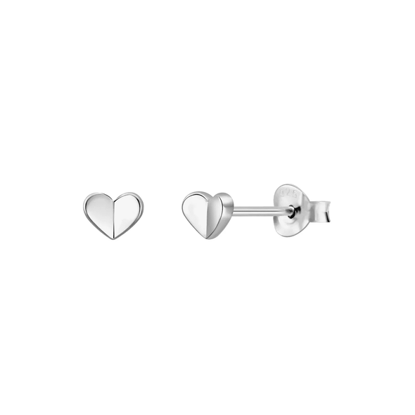 Flutter Heart Silver Stud Earrings