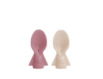 Cherub Baby Universal Food Pouch Spoons 2pk Dusty Rose & Sand