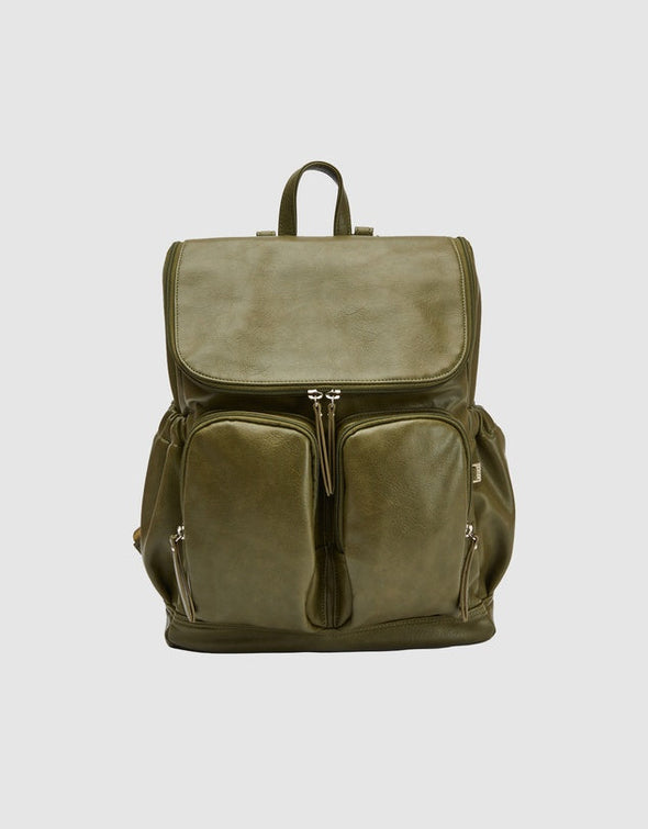 OiOi Faux Leather Nappy Backpack Olive