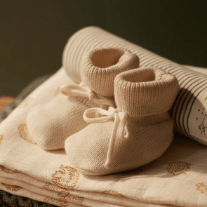 Natural Baby Merino Knit Drawstring Booties