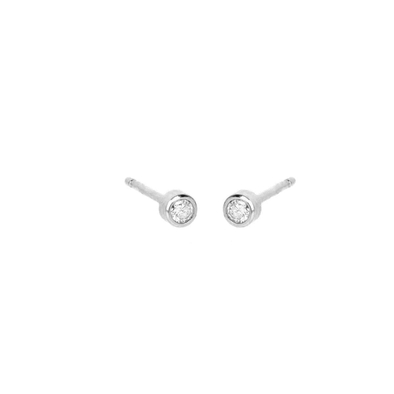 Mini Bezel Silver Stud Earrings