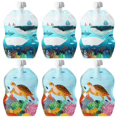 ChooMee Snackpack Reusable Food Pouches 8oz 6pk Sealife