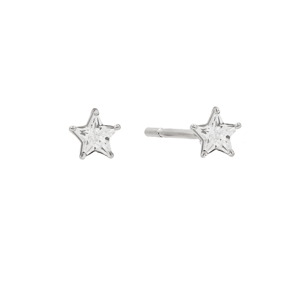 Sparkly Star Silver Stud Earrings