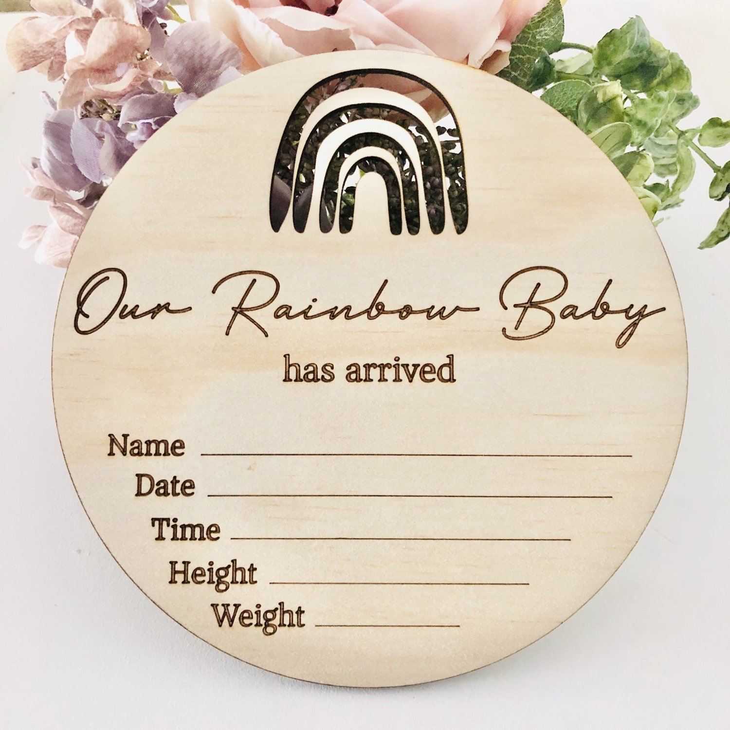 Timber Tinkers Rainbow Baby Birth Disc - Aster & Ruby