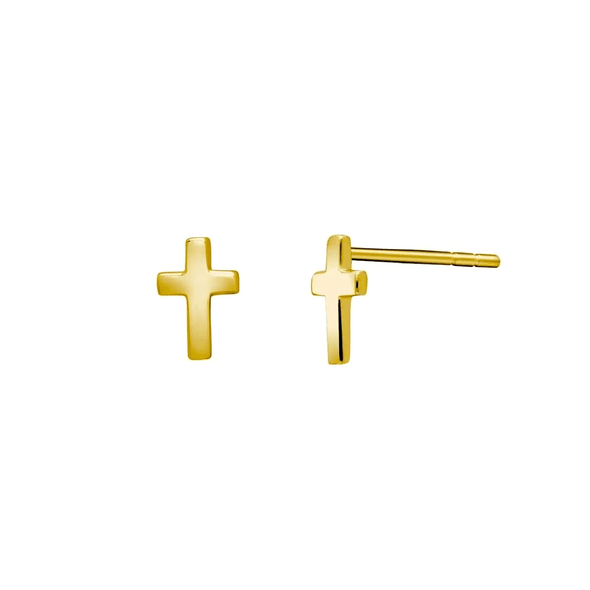 Classic Tiny Cross Gold Stud Earrings