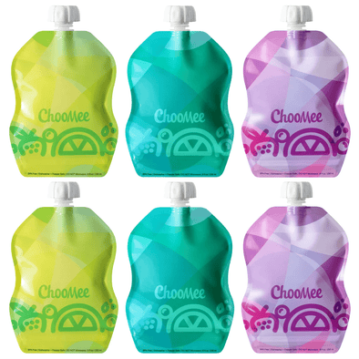 ChooMee Snackpack Reusable Food Pouches 8oz 6pk TropiColour